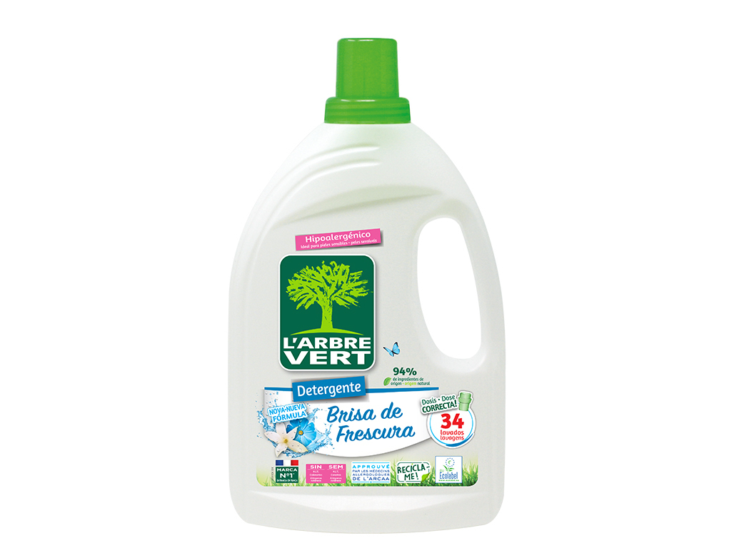 DETERGENTE ROUPA MÁQUINA LIQUIDO L'ARBRE VERT BRISA FRESCURA 34D