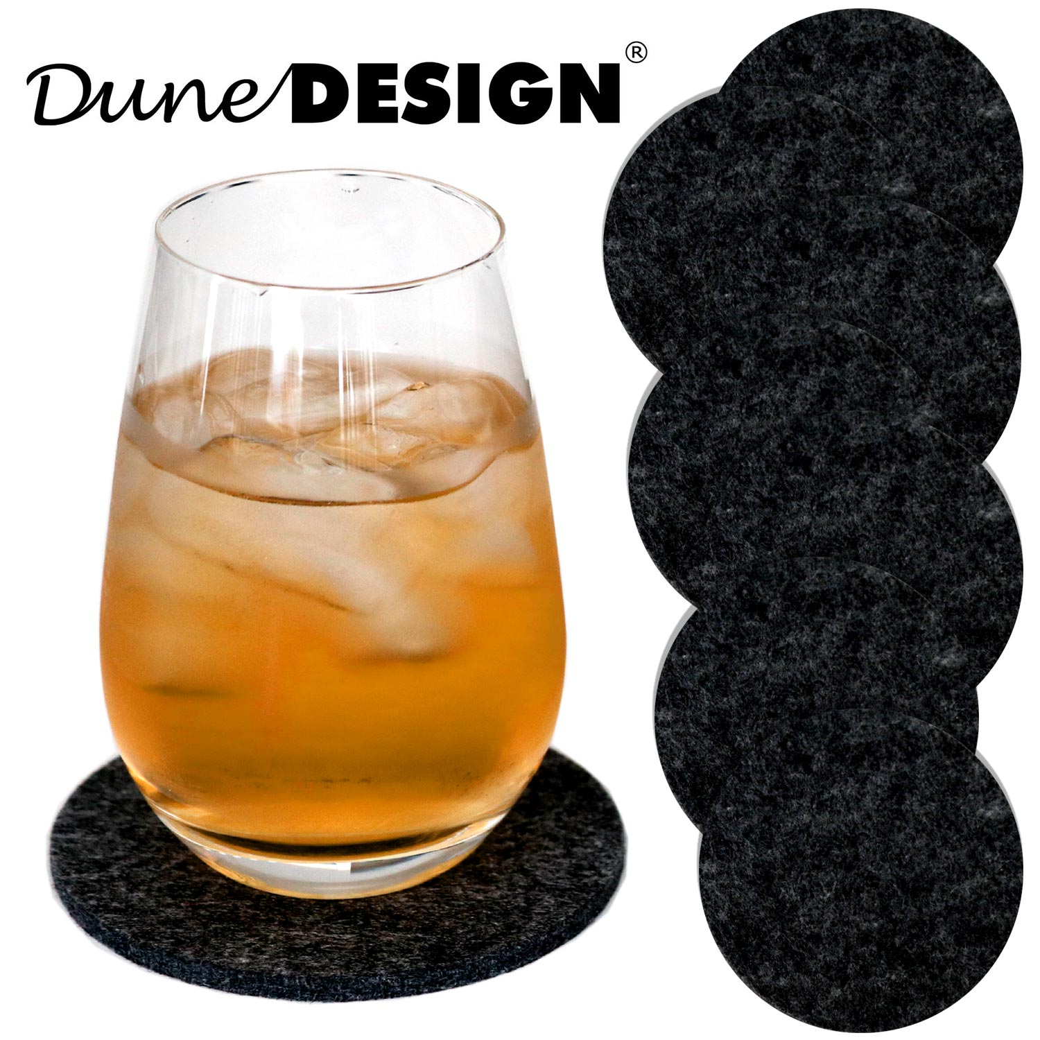 8 Edle Filz-Untersetzer Ø 10cm Runde Filz-Bierdeckel Glas-Untersetzer Set + Box