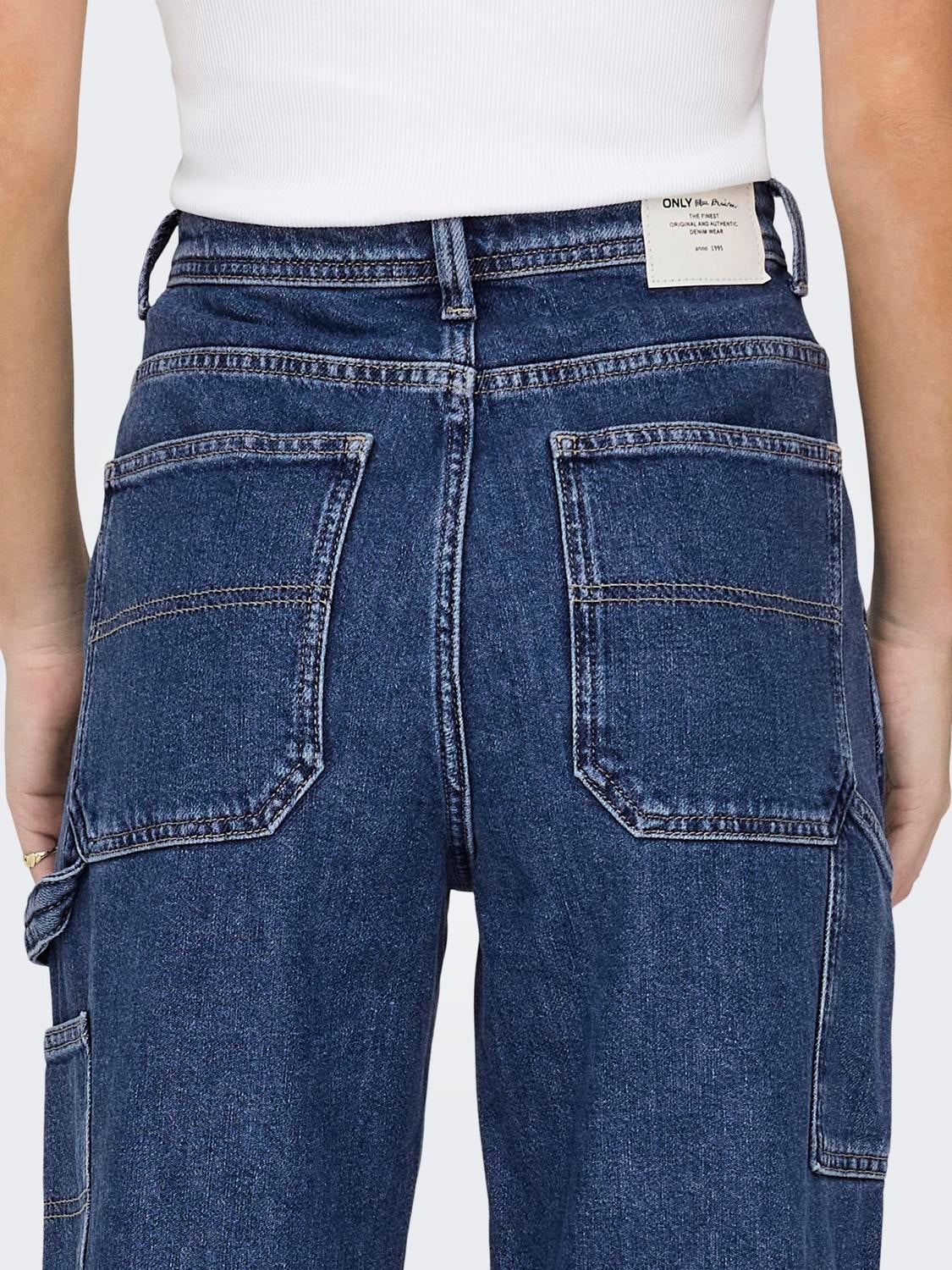 ONLWEST Hohe Taille Gerade geschnitten Jeans Medium Blue Denim
