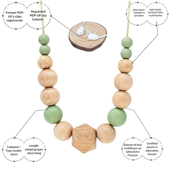 Collier d'allaitement et de portage   Vert et bois        de               Irréversible