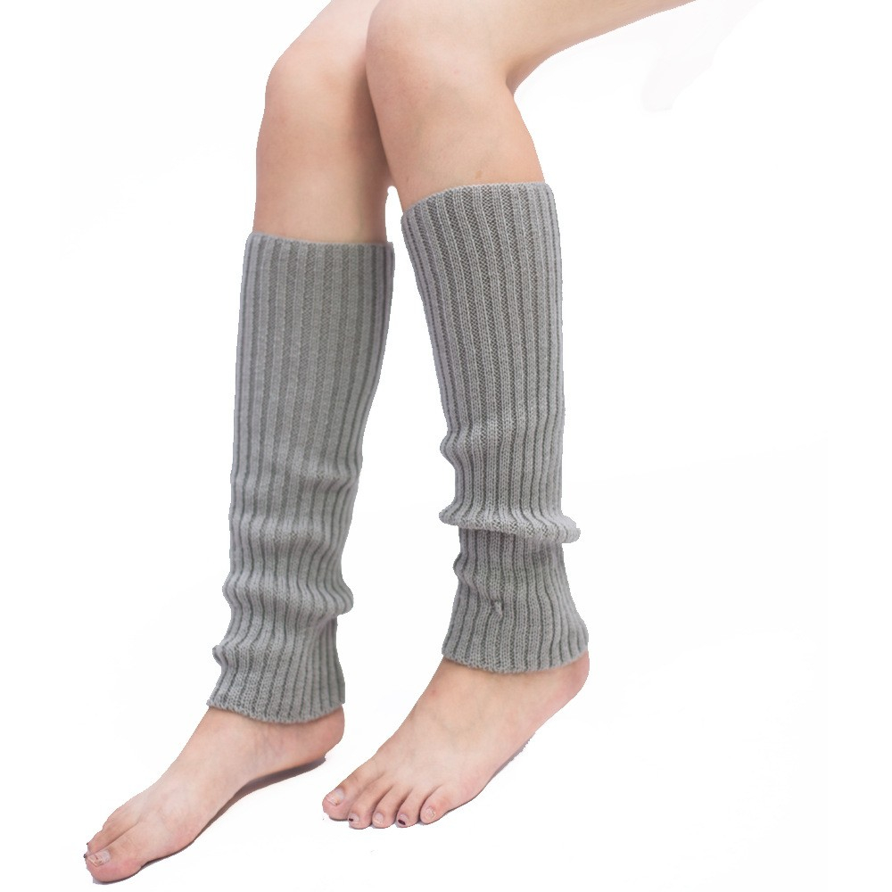 (1 Paar) 40cm Damen Beinstulpen Strick Accessoire Beinwärmer Stricksocken (One Size) - Grau