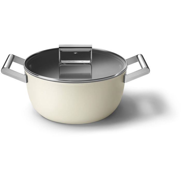 SMEG Kochtopf mit Deckel 24 cm CKFC2411CRM Creme