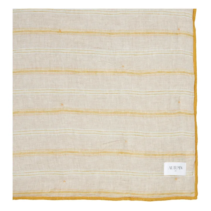Autumn Couvre-lit rayé en lin | Jaune