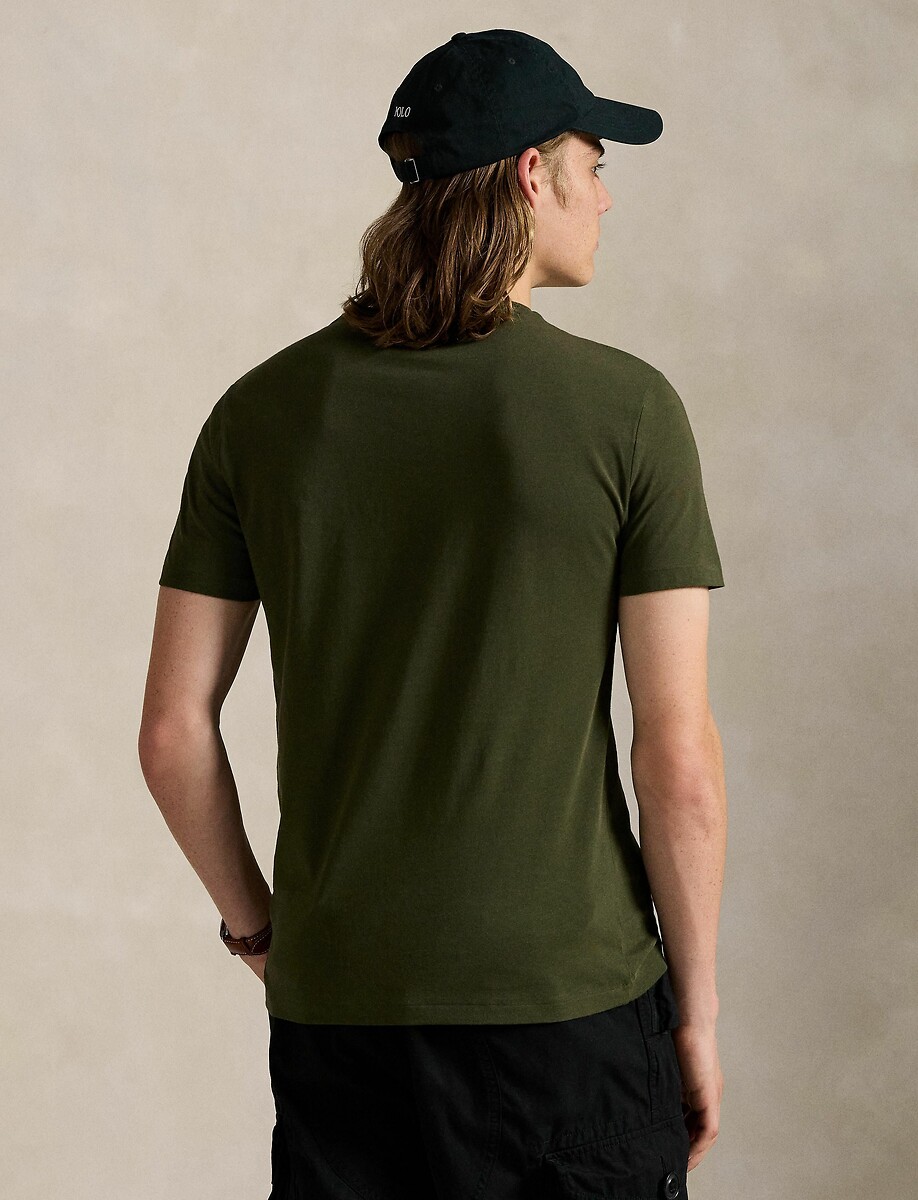 POLO RALPH LAUREN<br>Camiseta com gola redonda, malha, modelagem Slim Fit personalizada