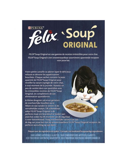 Felix Soup Vis Selectie - Kattenvoer - Kabeljauw Tonijn Schol 48 g