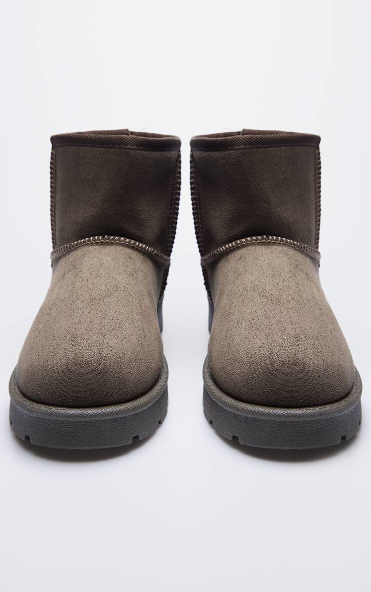 Vert Olive Bottines À Semelle Crantée En Synthétique
