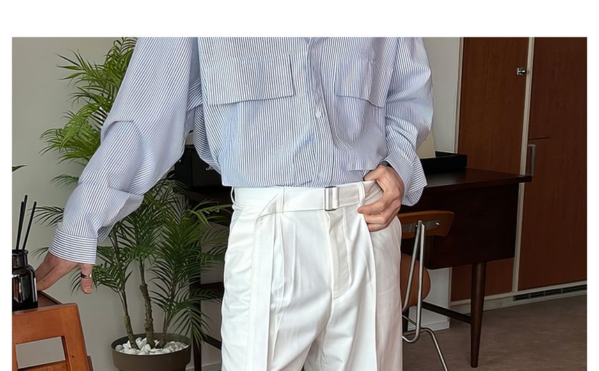 Okwano - Hoge taille effen rechte broek