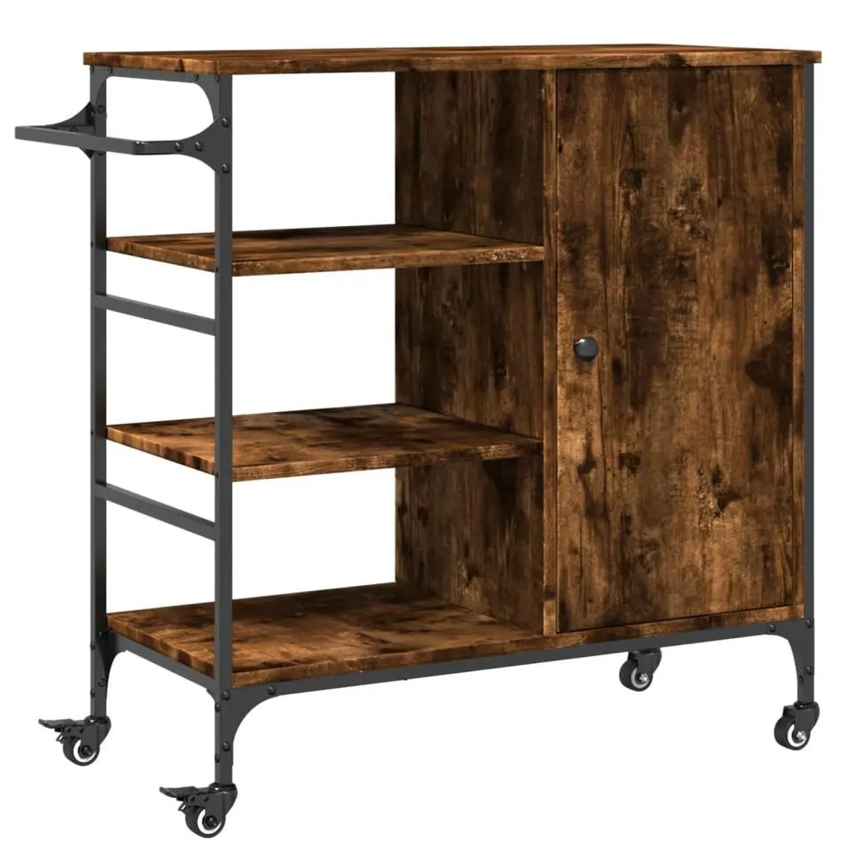 vidaXL - Keukentrolley - Bruin - Bewerkt hout