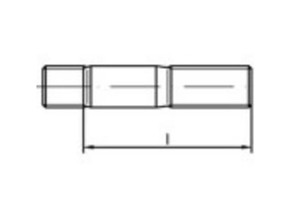TOOLCRAFT 1065340 Stiftskruer M10 50 mm DIN 939 Rustfrit stål A4 25 stk