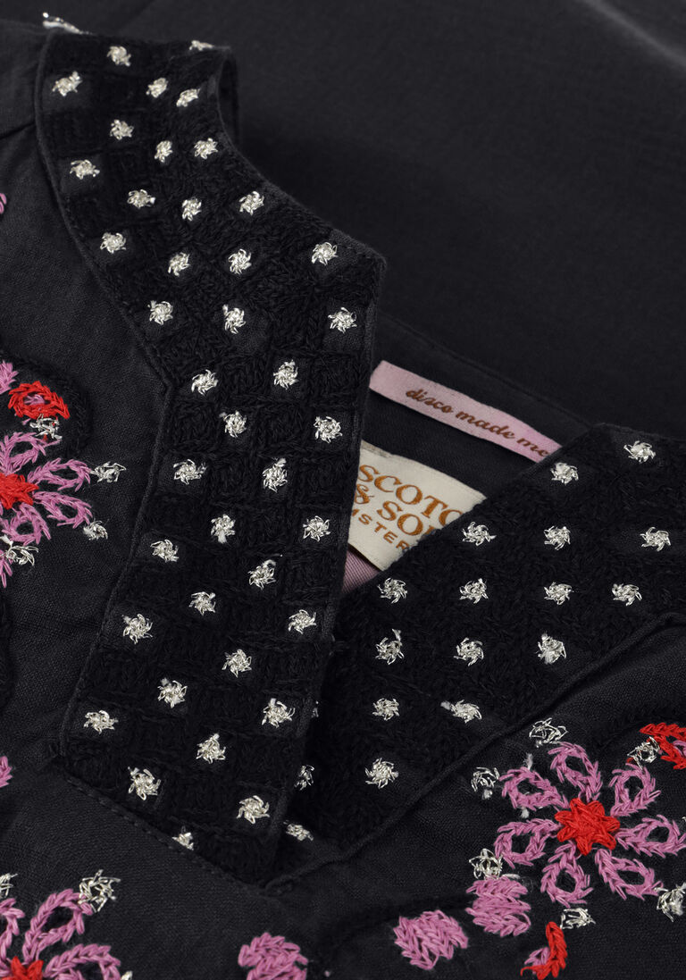 SCOTCH & SODA donkerblauwe scotch & soda blouse embroidered structured cotton top