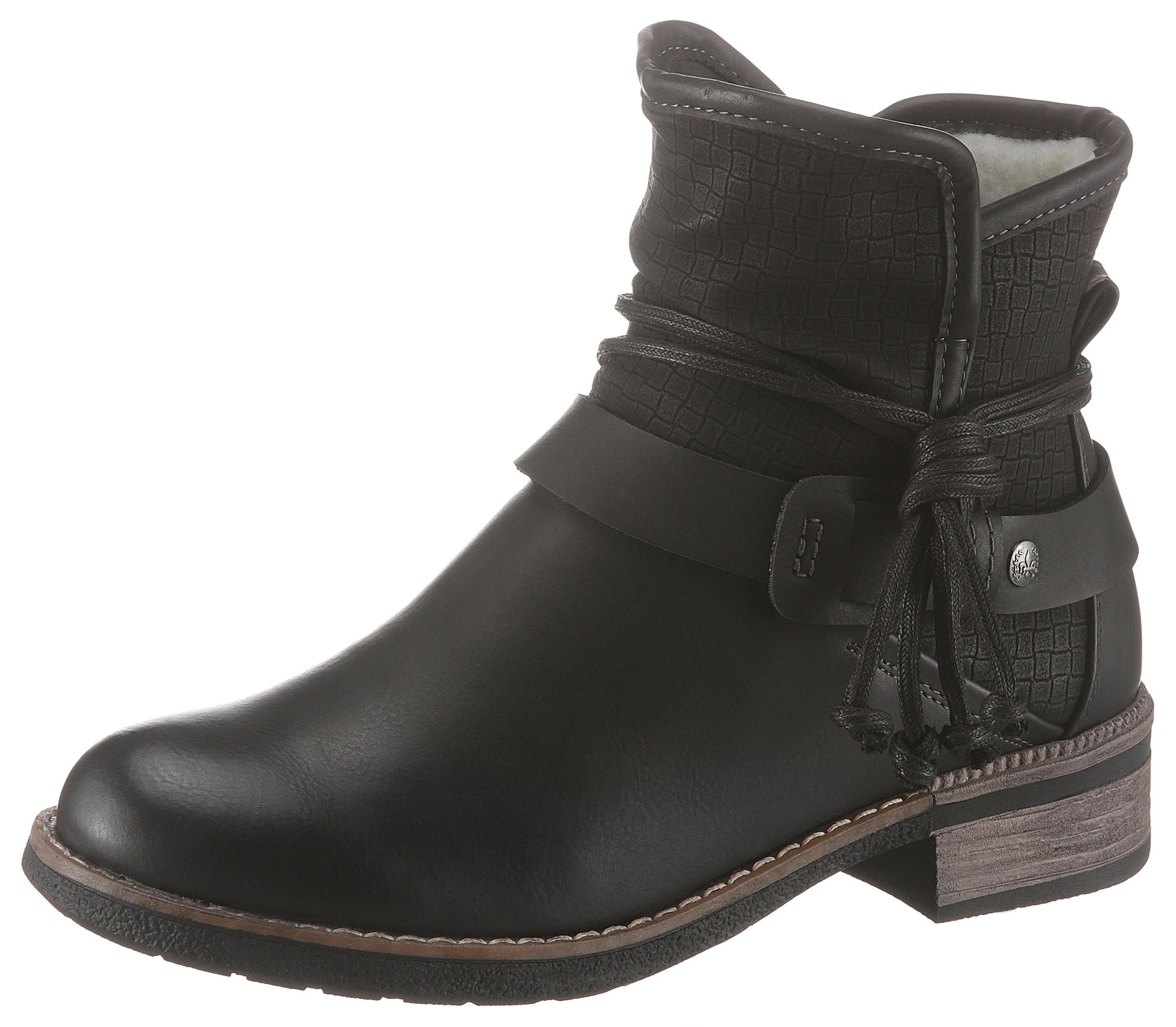 Rieker Winterboots  , Winterstiefelette, Blockabsatz, Warmfutter, mit Zierbänder