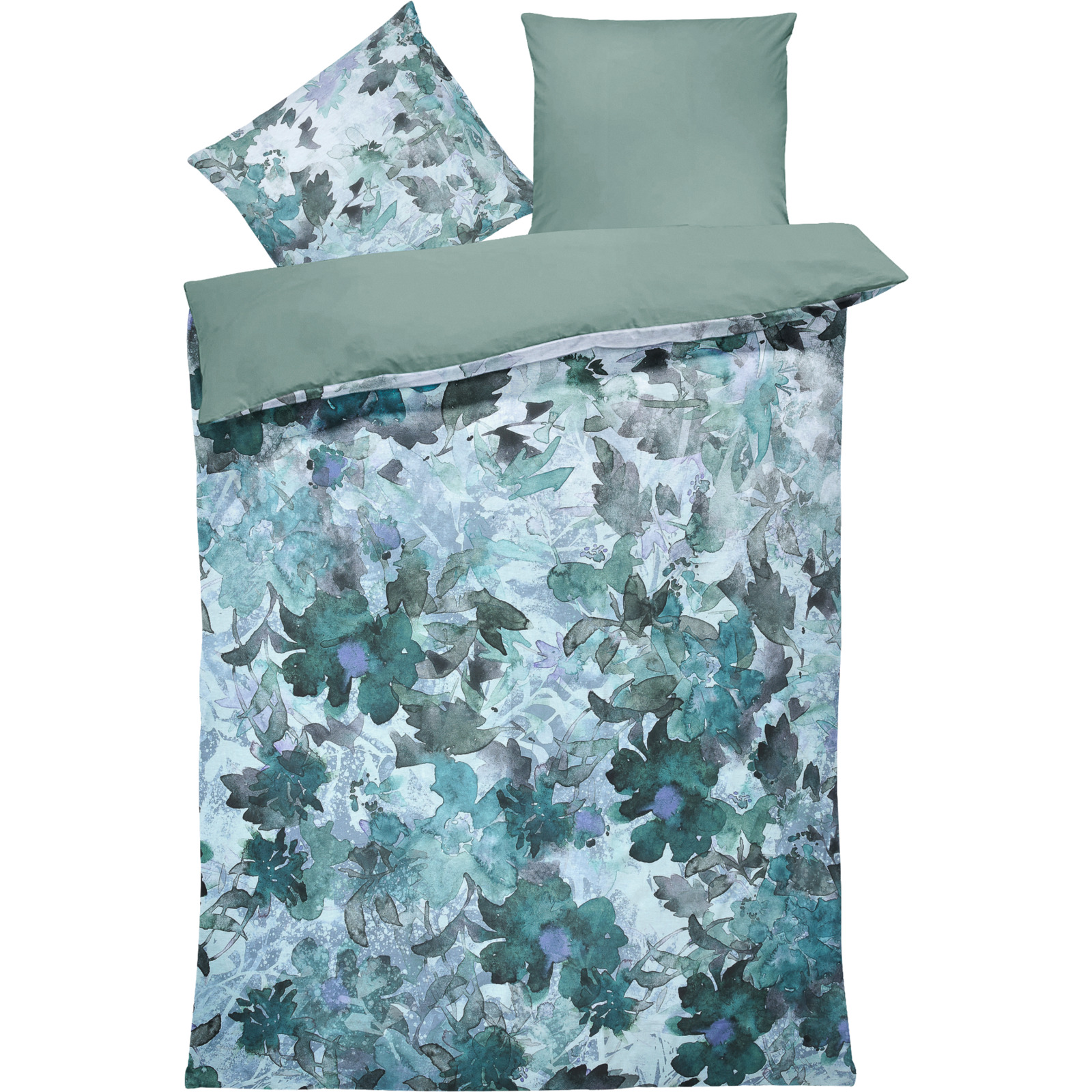 Bettwäsche grün mit Blätterzauber 200x210 2x65x65 Bettanzug Fra