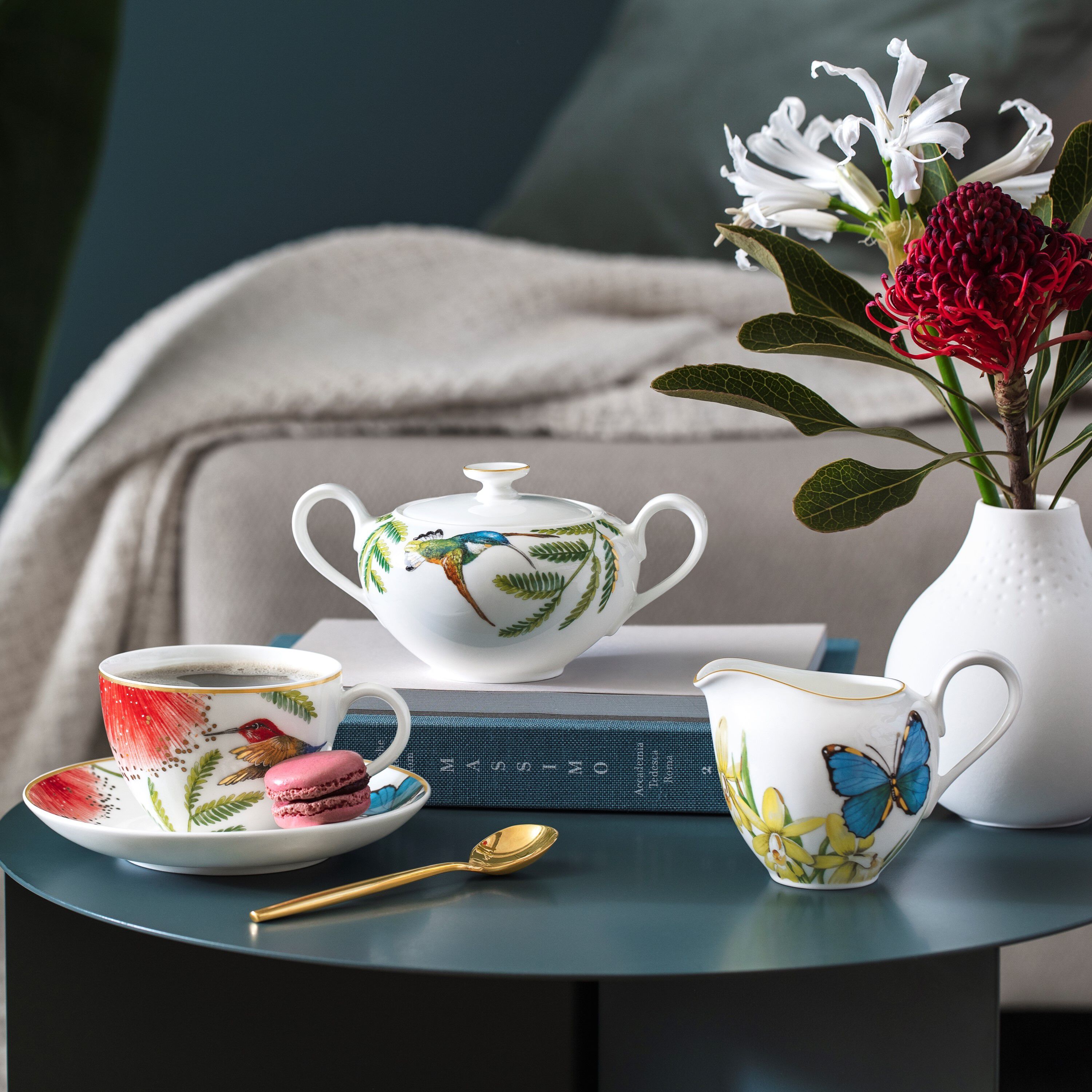 Amazonia Coffee cup saucer Multi-colored, 6'', Premium Bone Porcelain