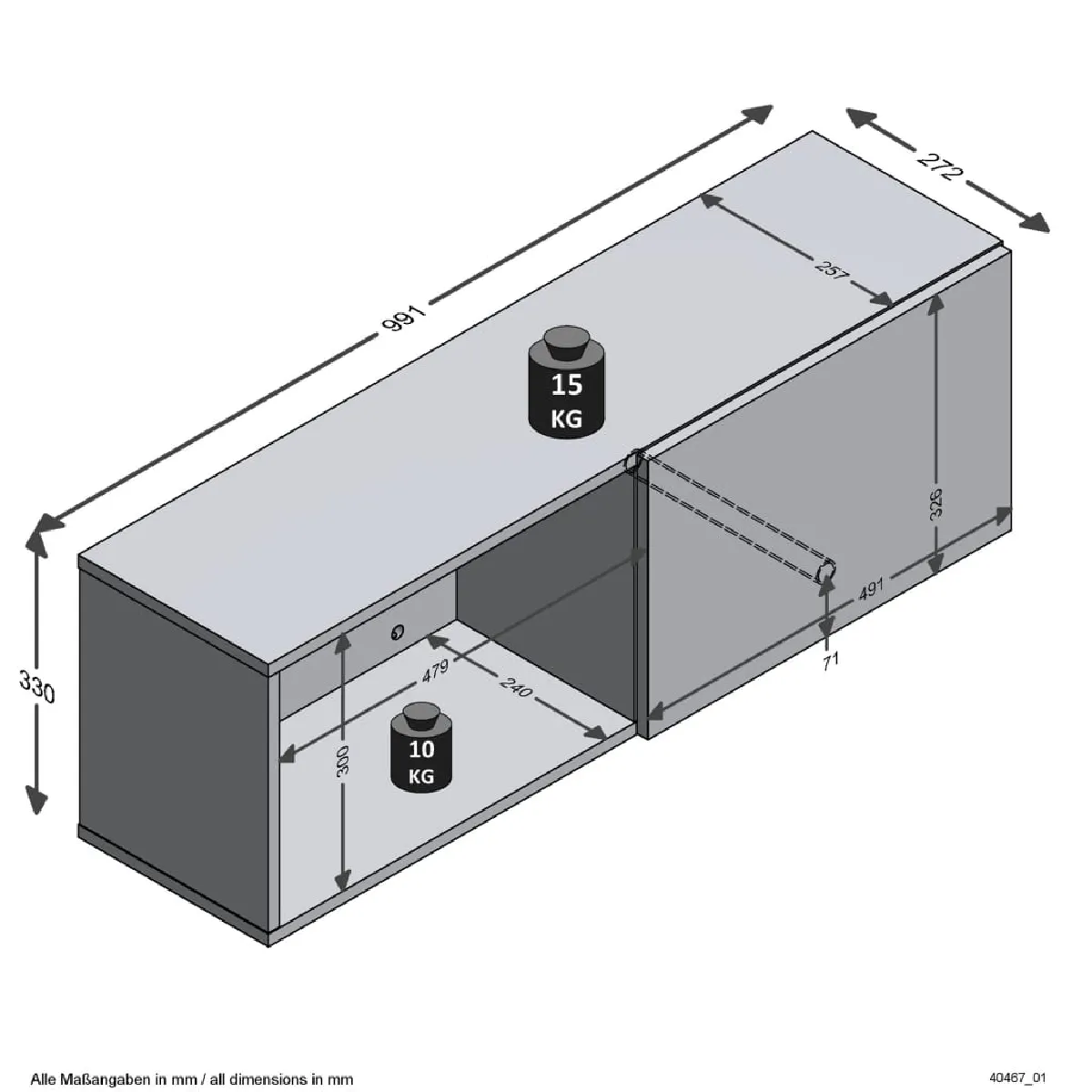 FMD Porte-manteau mural avec compartiment noir