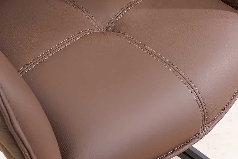 Drehbarer Design Stuhl EUPHORIA braun Echtleder schwarz Metallgestell mit Armlehne