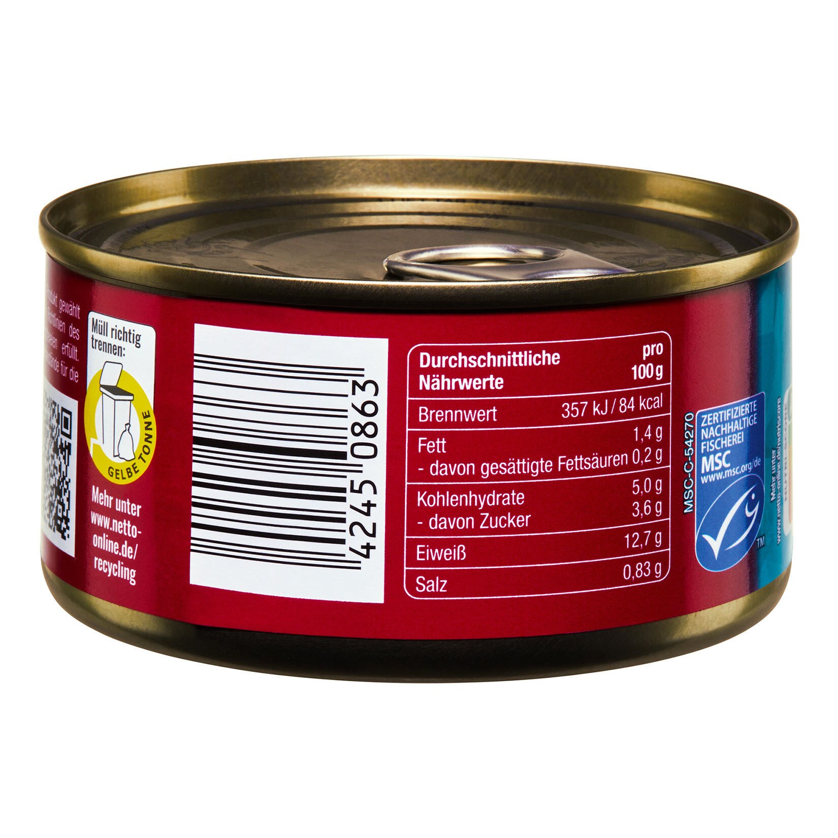 Dreimaster Thunfischstücke mit Gemüse in Dressing 185 g, 48er Pack