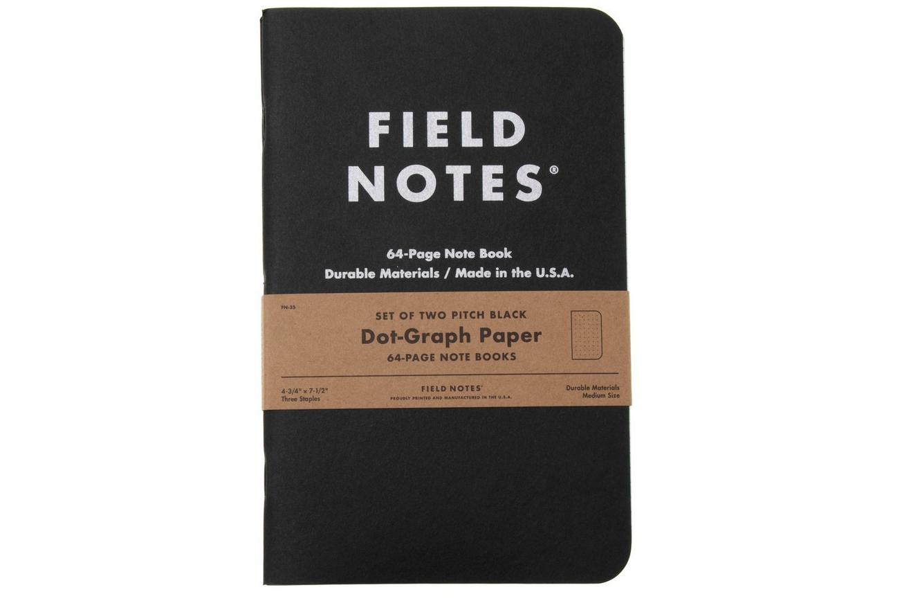 Field Notes Pitch Black Notebook FN-35 Dot-Graph 2-Pack, notitieboekjes