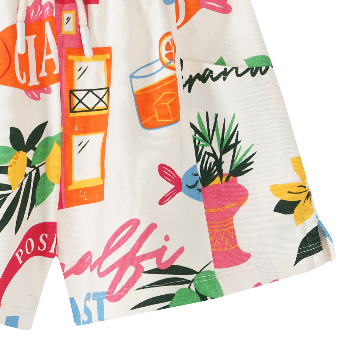 Jonas Nielsen Mädchen Joggingshorts mit Urlaubs-Motiven weiss / bunt