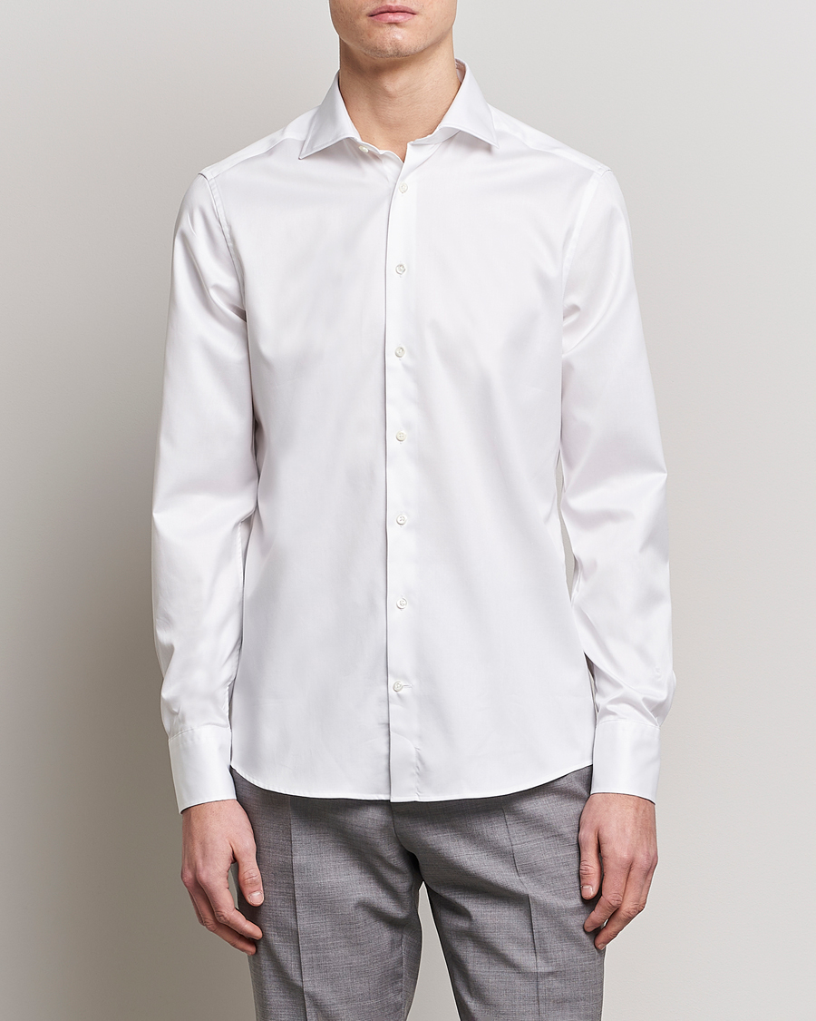 Stenströms Fitted Body Twofold Stretch Shirt White