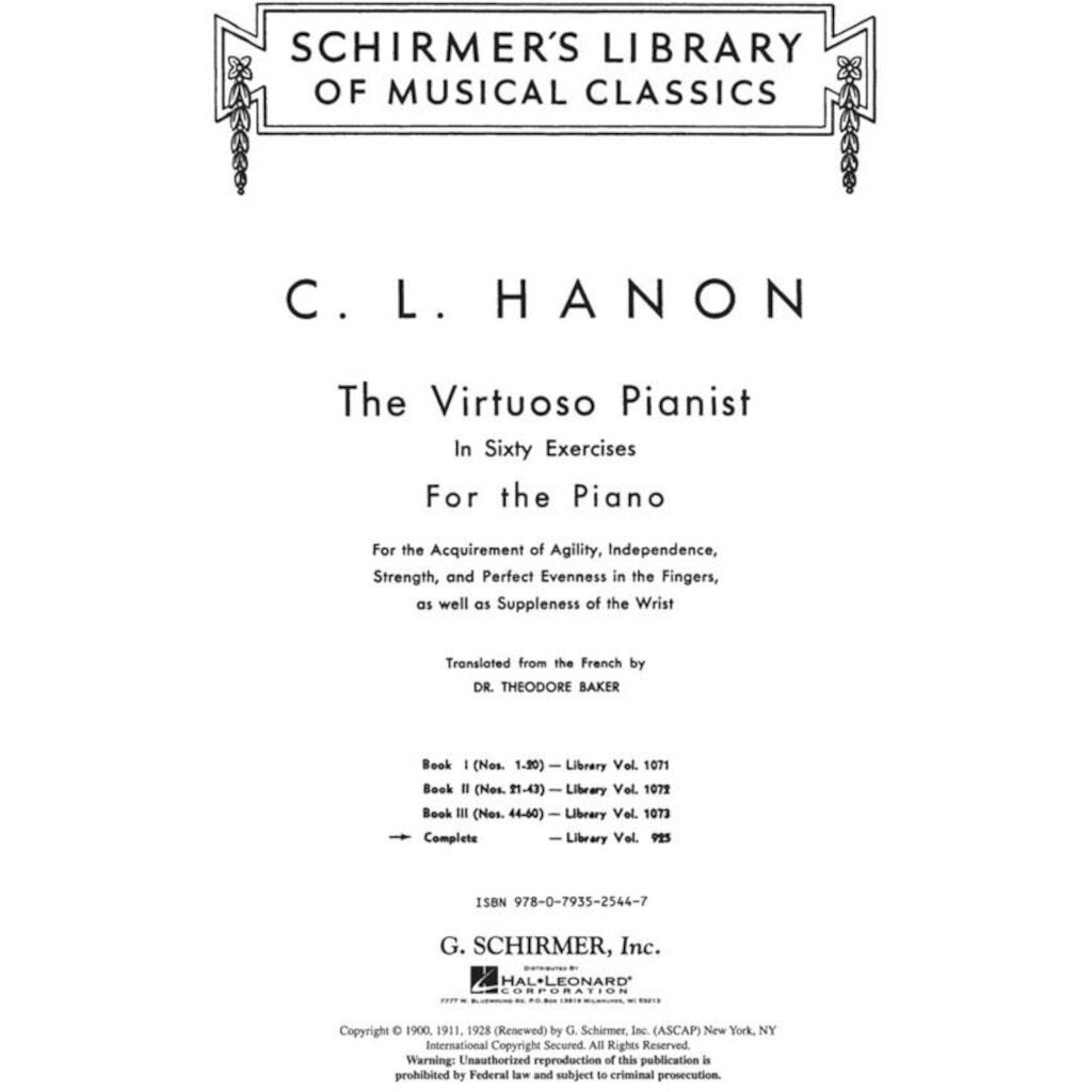 G. Schirmer Hanon: The Virtuoso Pianist - Complete in 60 Exercises for the Piano