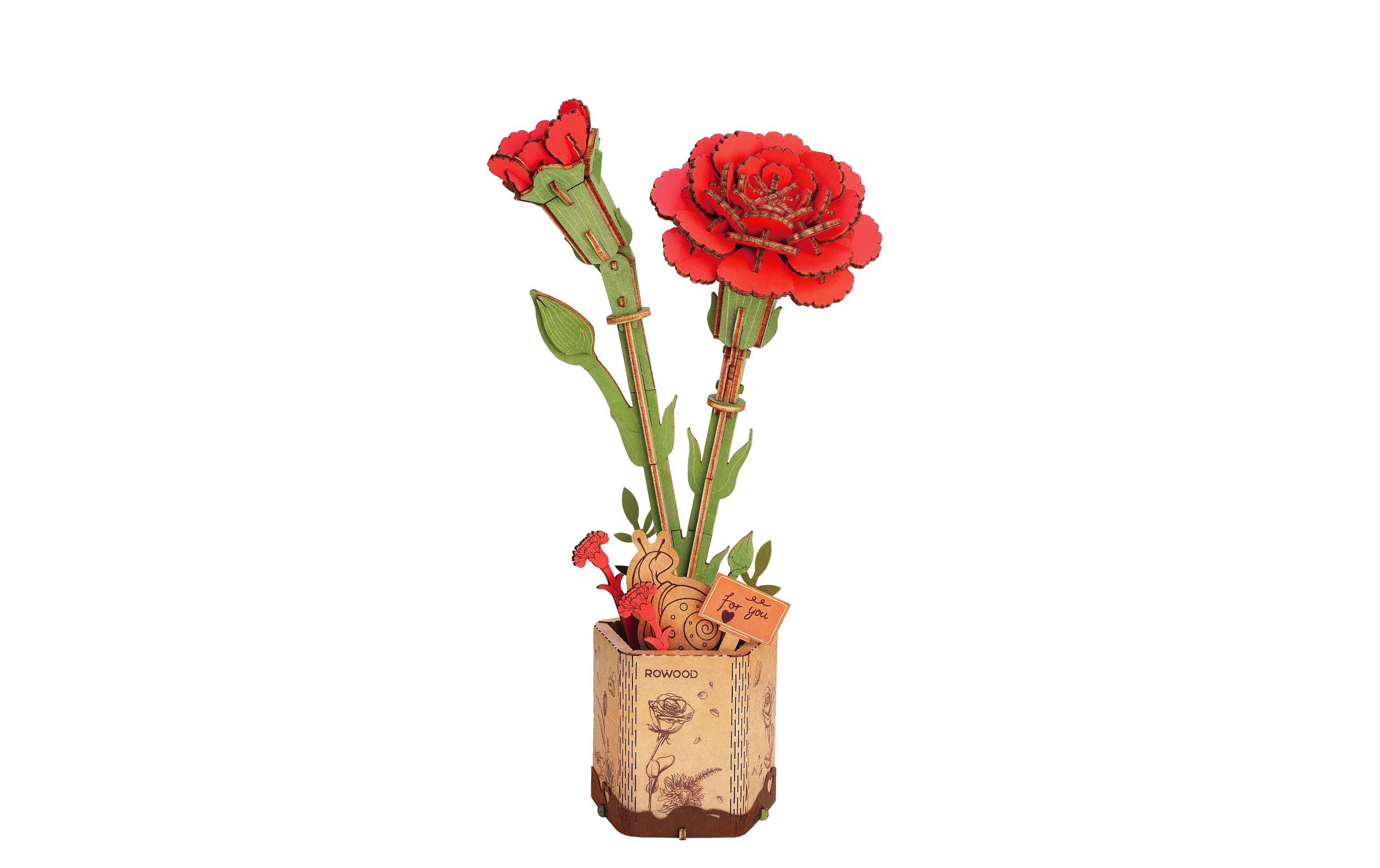 Bausatz Red Carnation 124-teilig3D-Puzzle aus lasergeschnittenen Holzteilen