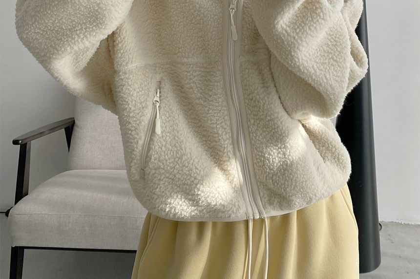 Cossita - Effen fleece hoodie met rits