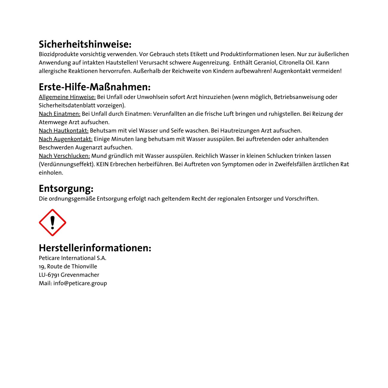 Peticare Anti-Läuse & Haarlinge Spray für Hunde, lindert effektiv Juckreiz 100 ml