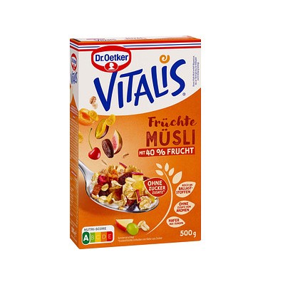 Dr.Oetker VITALIS Müsli Früchte ohne Zuckerzusatz 500g MHD:30.9.25