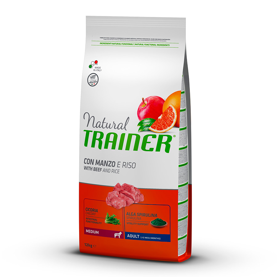 kg de ração Natural Trainer Adult Medium Beef para cães