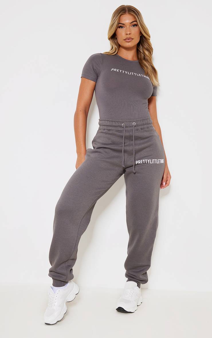 Charbon Prettylittlething Joggers Taille Haute Avec Revers