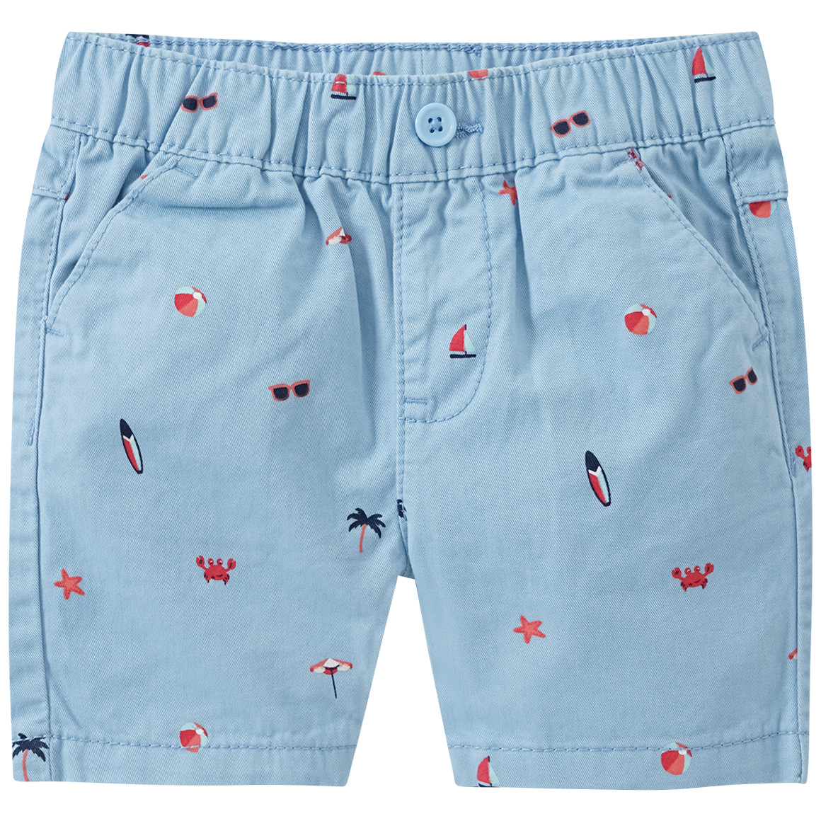 Topomini Baby Bermuda-Shorts mit Strand-Motiven hellblau