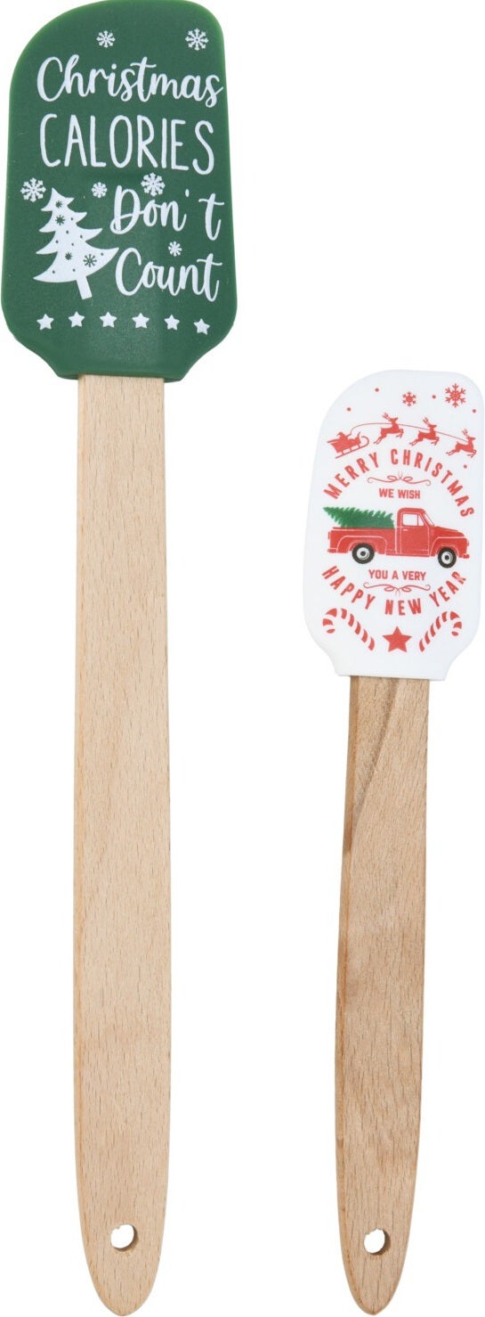 Pannenlikker set Xmas groen / wit 2-delig