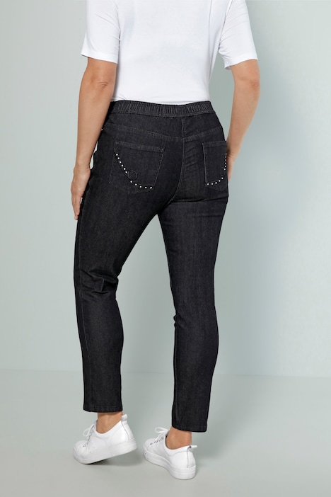 Jeans, Slim Fit, Ziernaht, 4-Pocket, Elastikbund