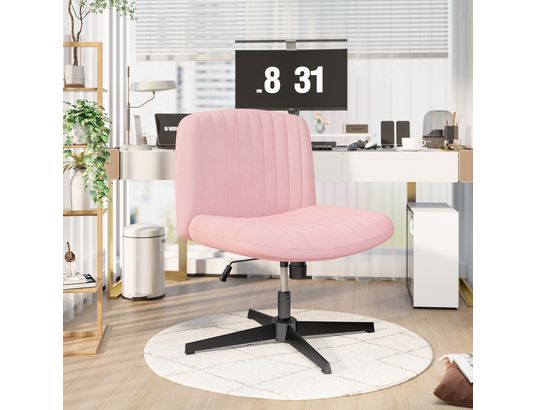 RATTANTREE - Chaise de bureau Fauteuil de bureau large sans accoudoirs rose