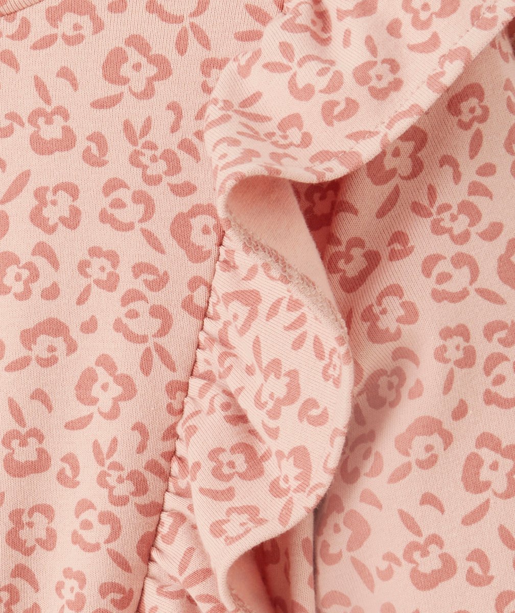 ROBE FILLE ROSE IMPRIMÉ FLEURI ET DÉTAILS VOLANTÉS