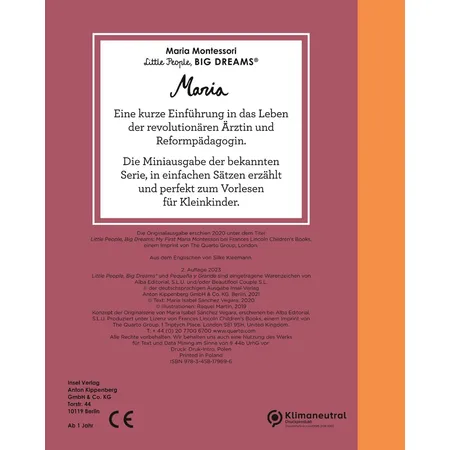 Suhrkamp Verlag Little People, Big Dreams - Mini Maria Montessori