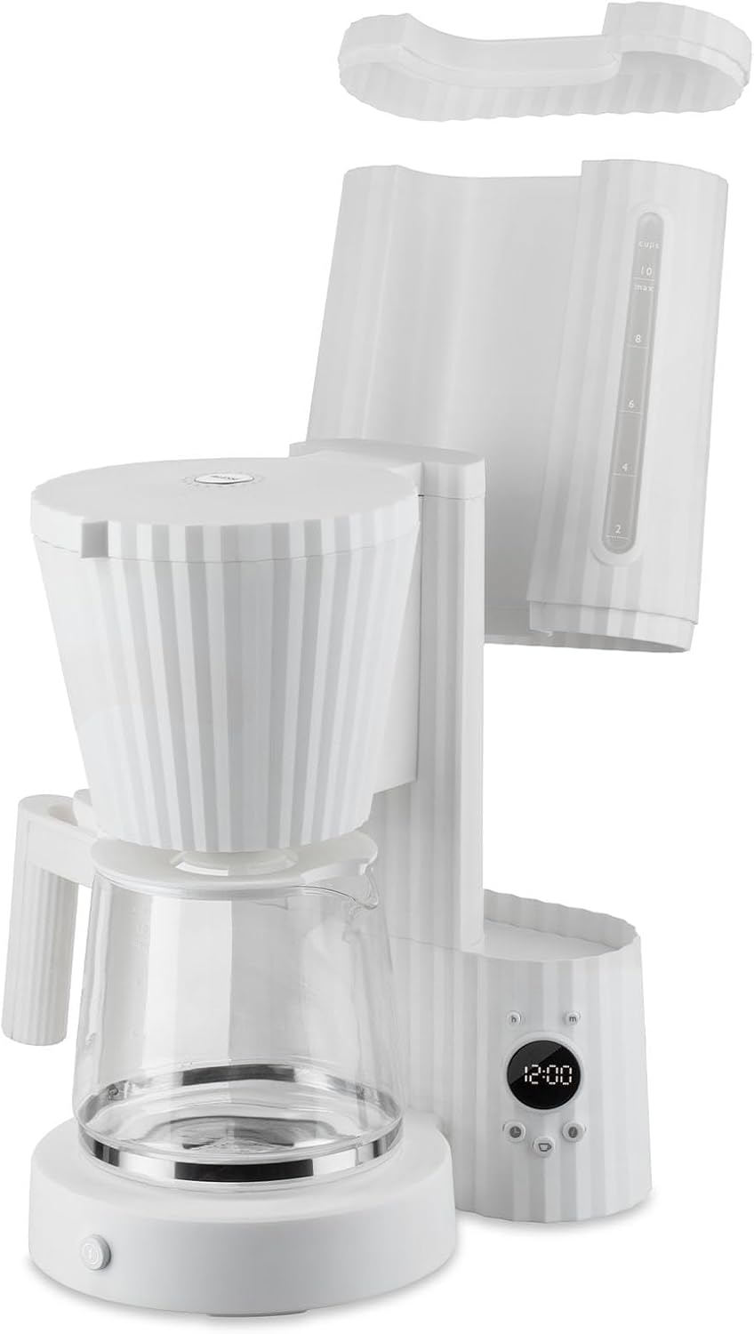 Alessi Plissé MDL14 G - Design Filterkaffeemaschine, Automatische Startfunktion, aus Thermoplastischem Harz, Europäischer Stecker 1100 W, 150 cl, Grau