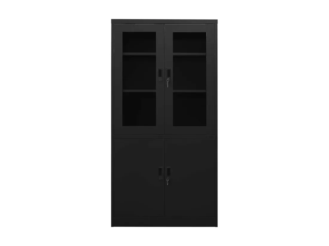 Armoire de bureau Noir 90x40x180 cm Acier