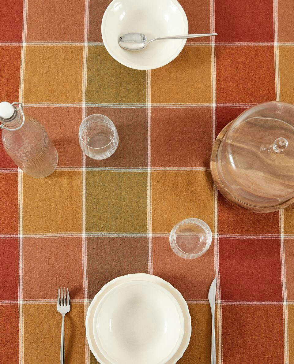 TOALHA DE MESA DE LINHO XADREZ