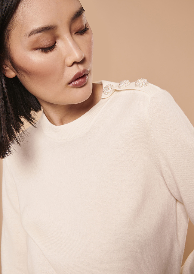 Pull Prunetteécru en laine
