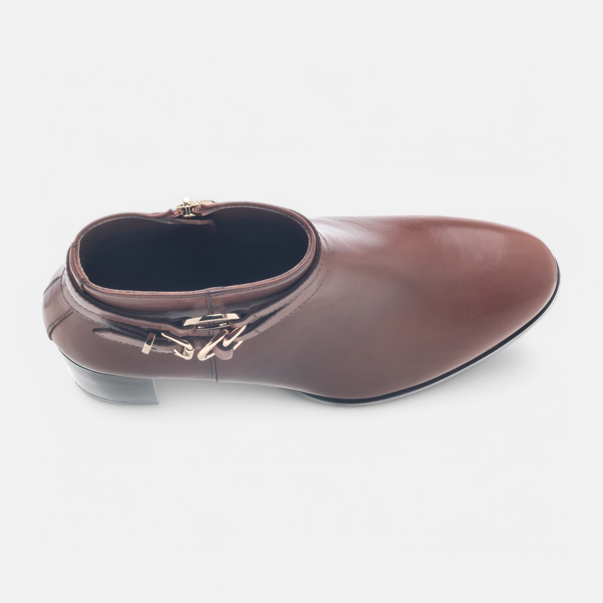 Bottines Femme en cuir cognac