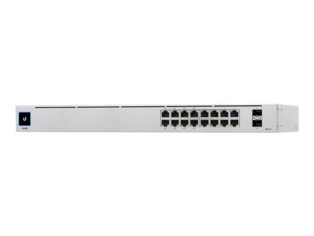 Ubiquiti UniFi Switch USW-16-POE - Switch - Administreret - 16 x 10/100/1000 (8 PoE )   2 x Gigabit SFP (uplink) - desktop, monterbar på stativ - PoE  (42 W)