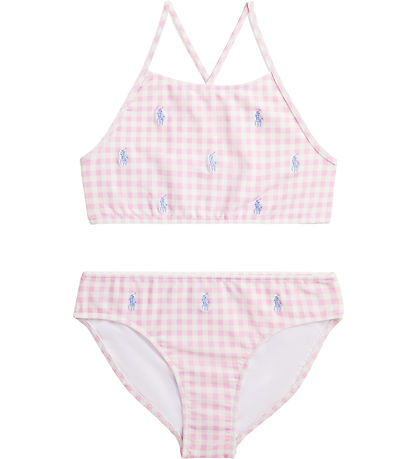 Polo Ralph Lauren Bikini - Pink/Weiß Kariert m. Logos