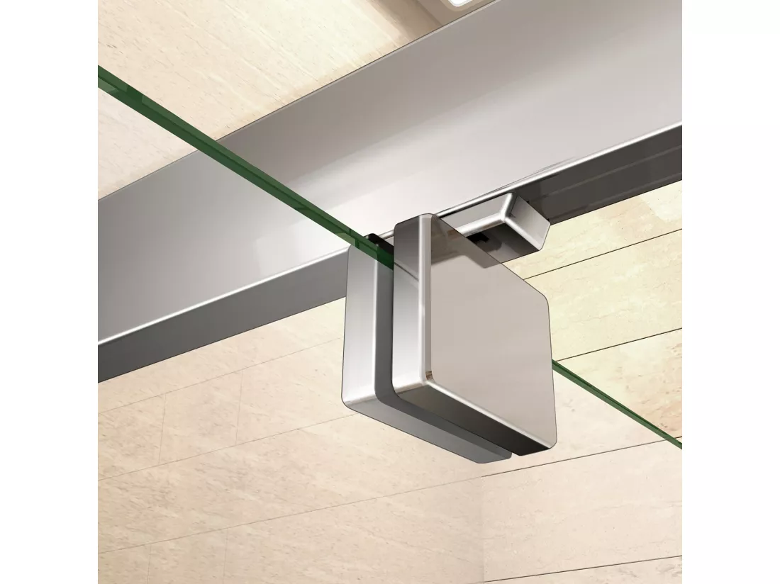Porte de douche 80x185cm en 6mm verre securit transparent, porte de douche pivotante à pince tournée, installation en niche