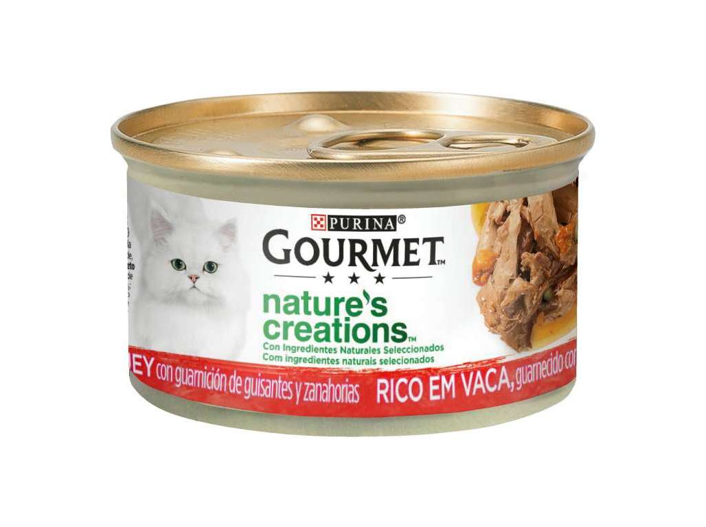COMIDA HÚMIDA PARA GATO GOURMET NATURES CREATIONS COM VACA 85G