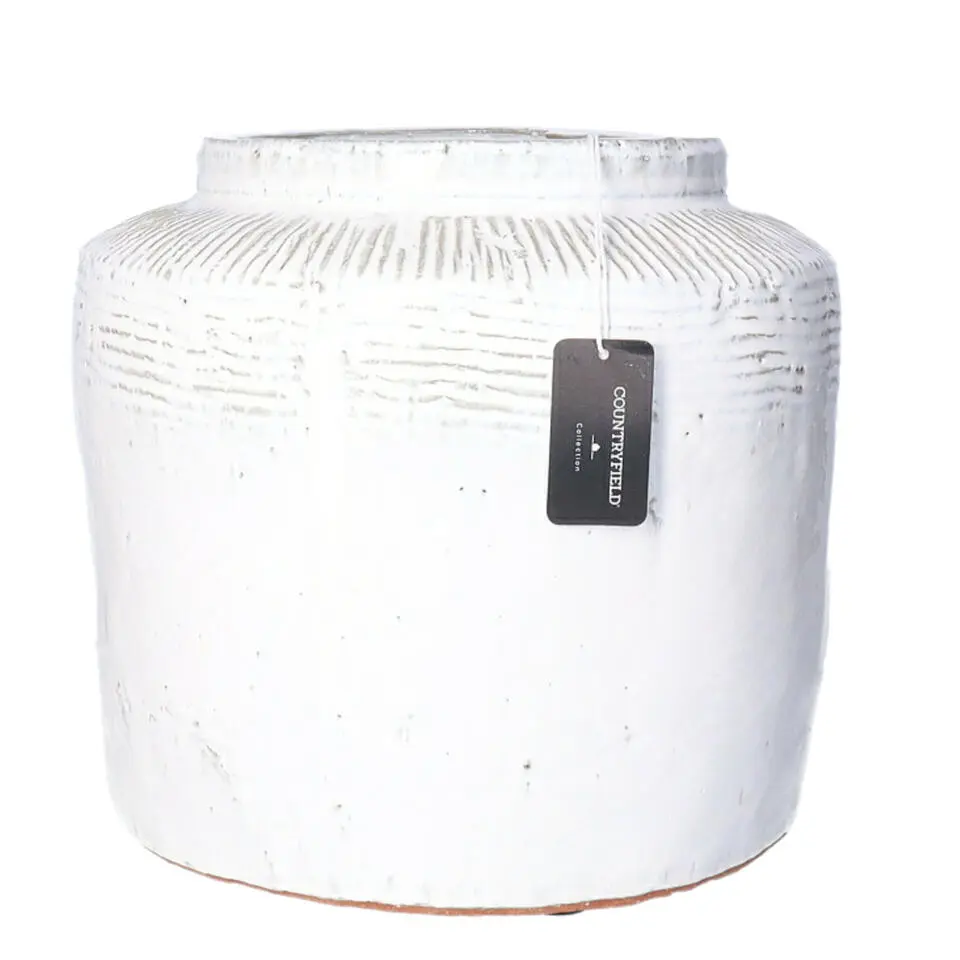 Countryfield Bloemenvaas pot Gayle - wit - L26 x B26 x H24cm