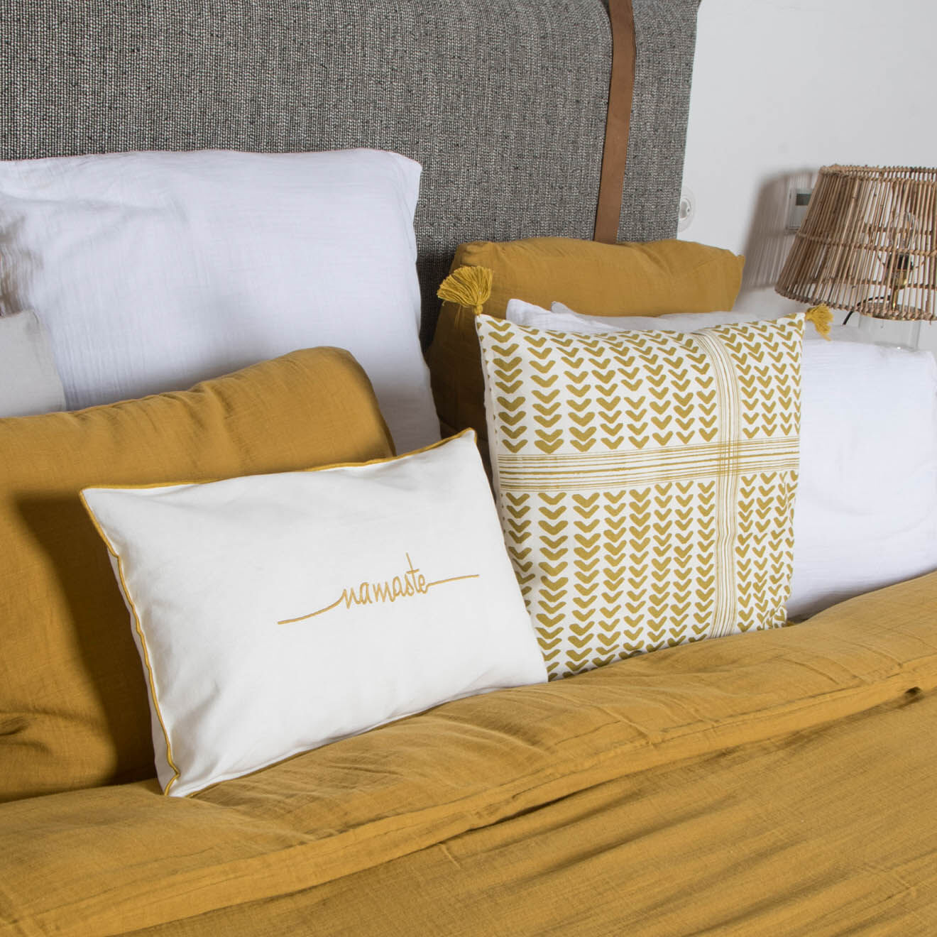 Febronie Housse de coussin Zanzibar jaune - 50x50 cm