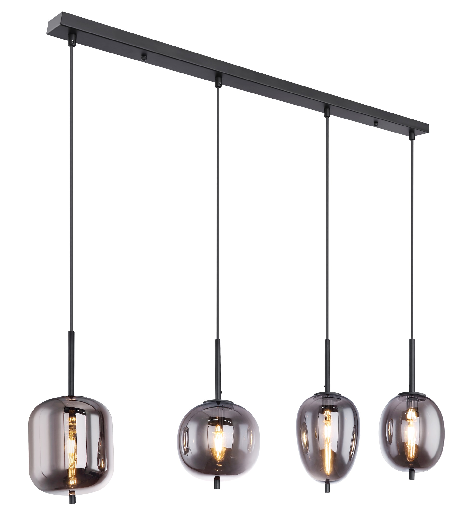 GLOBO Retrofit Balkenpendel Blacky schwarz /rauchfarbig 110x18,5cm H120cm