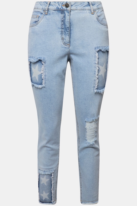 Jeans, modische Patches, 5-Pocket
