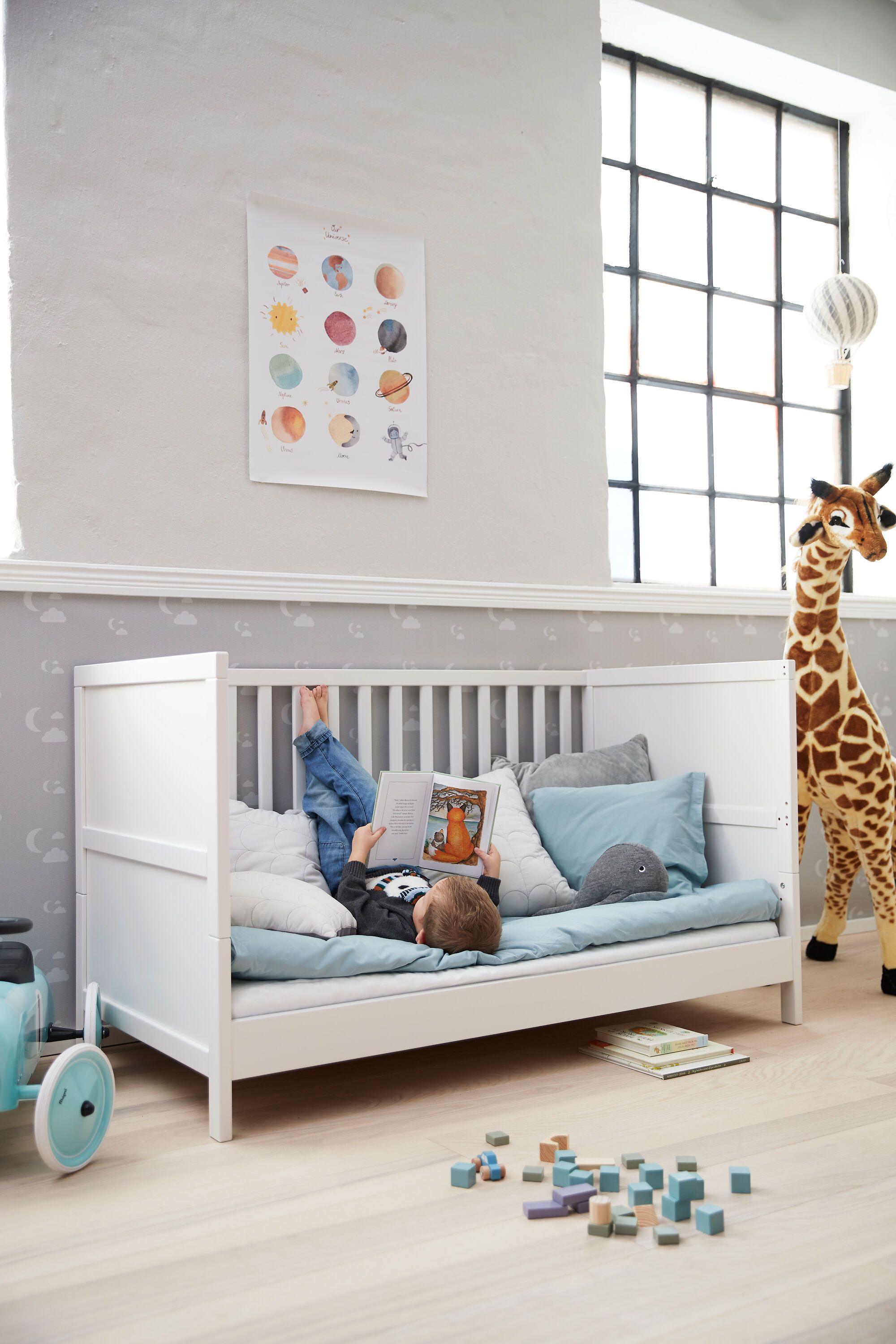 Flexa LUNA Babybett - Weiss / B: 74.6 cm x T: 144.4 cm x H: 83.6 cm